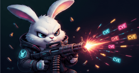BugBunny mascot firing stylized CVE markers.